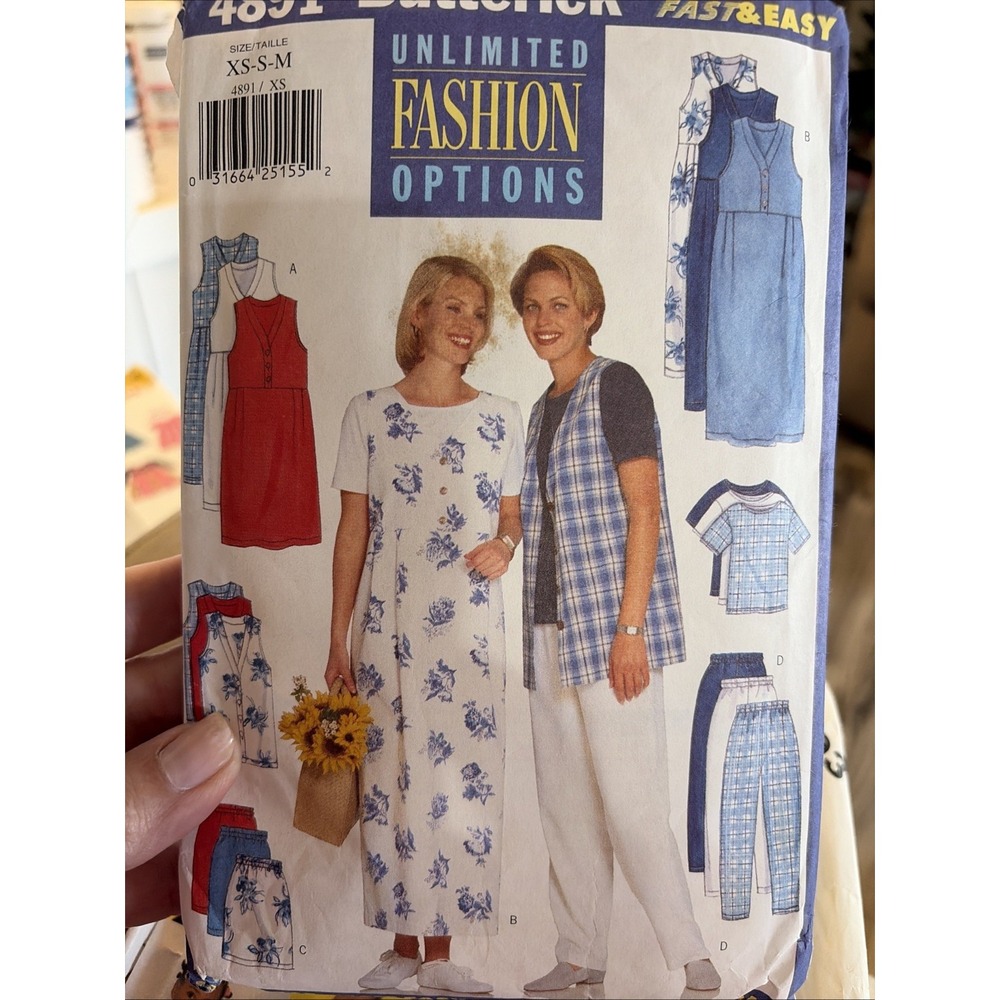 Vintage 1997 Butterick Outfit Sewing Pattern 4891 Size XS-M Uncut Jumper Vest